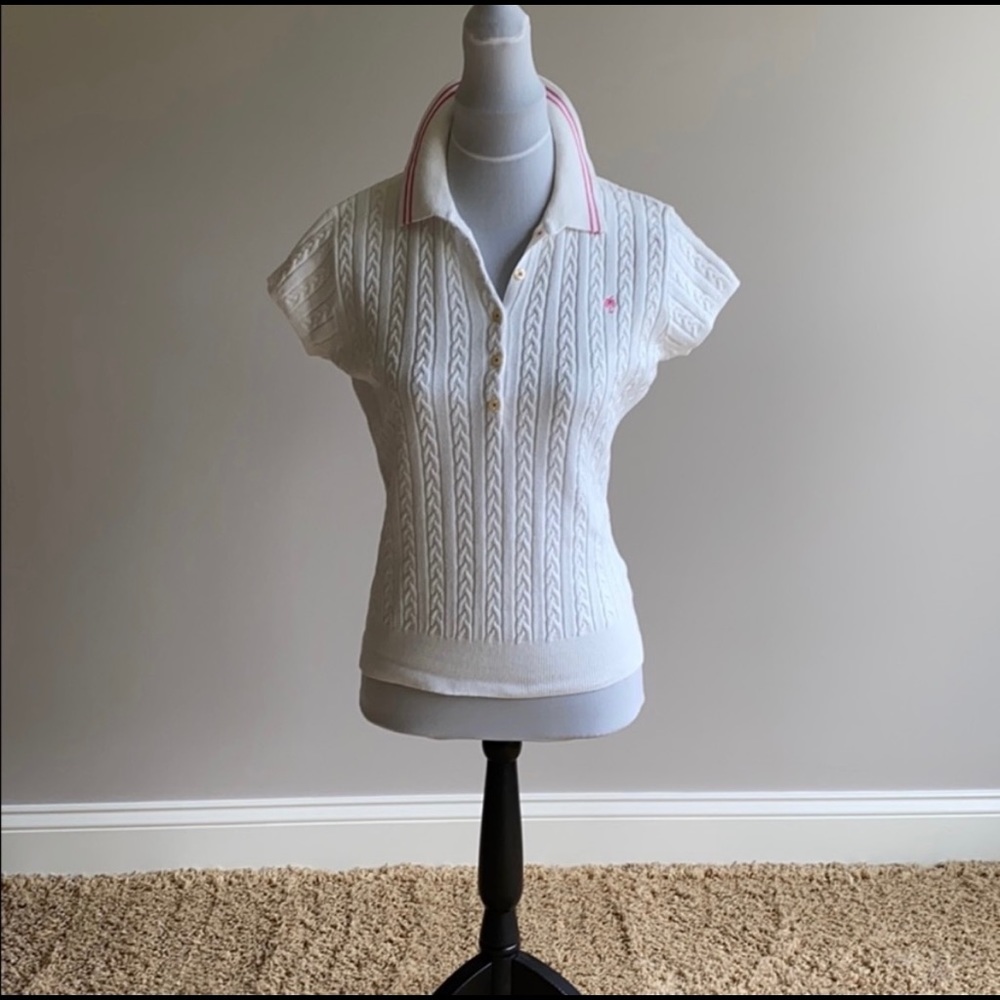 Lilly Pulitzer - white polo style sweater shirt